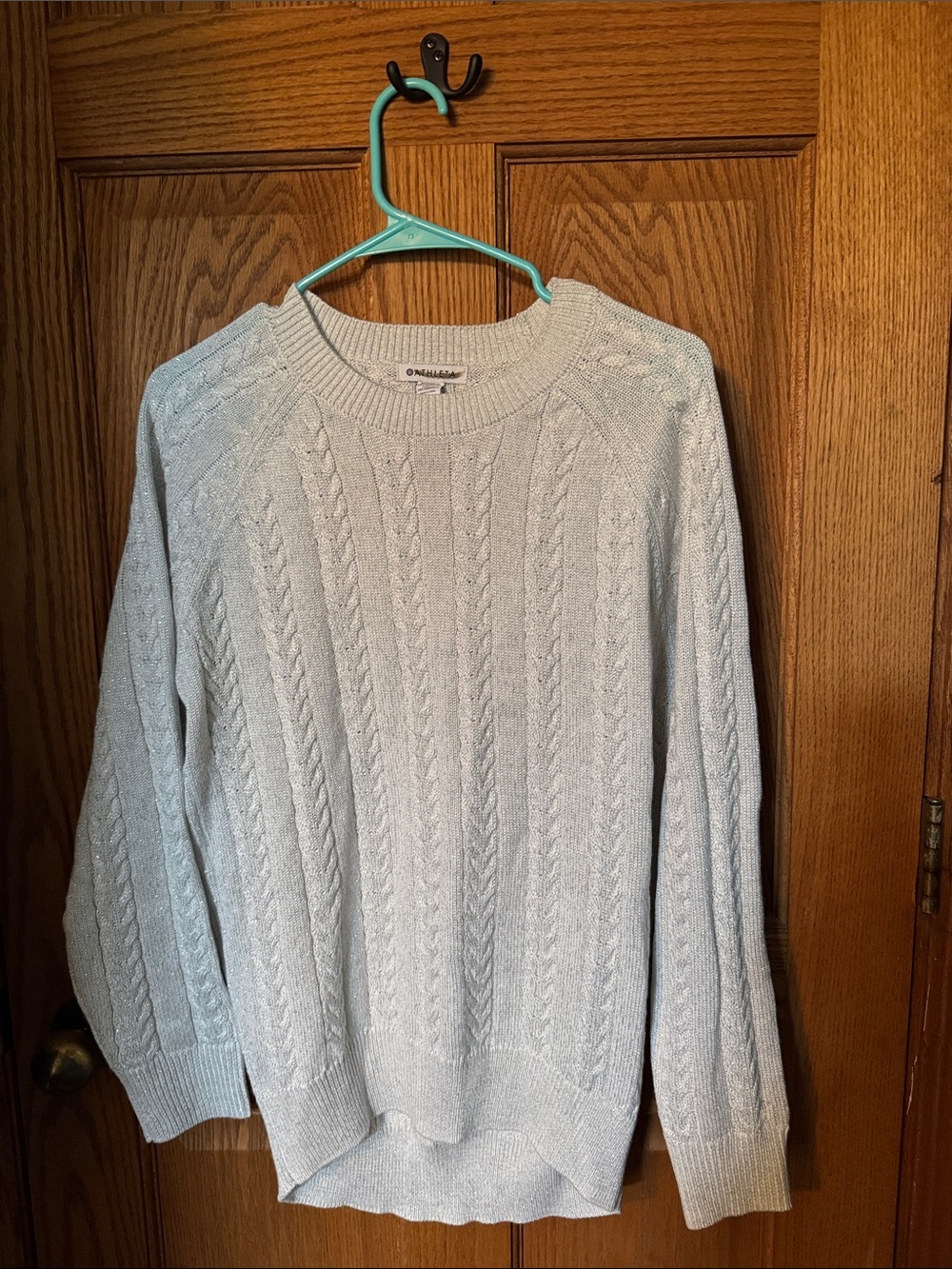 Athleta White Sparkle Cable Knit Crewneck Sweater - Women